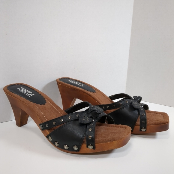 Tribeca By Kenneth Cole Women's Hello Again Black/Brown Heeled Sandals Size 10M - Picture 1 of 11